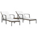 Sun Loungers 2 Pcs with Table Poly Rattan Brown Toilti