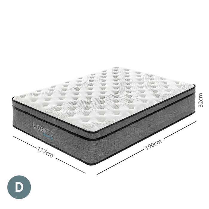 Luxopedic Pocket Spring Mattress 5 Zone 32cm Euro Top Memory