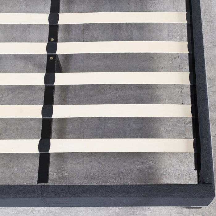 Luxury Bed Frame Base And Headboard Solid Wood Padded Linen