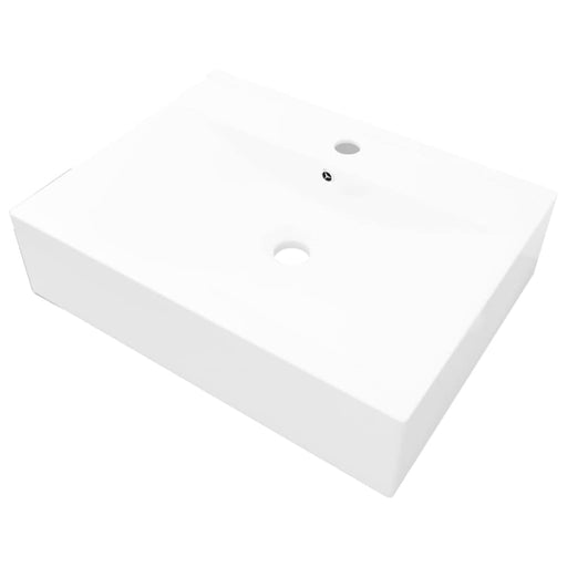 Luxury Ceramic Basin Rectangular Sink White with Faucet