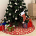 Luxury Christmas Tree Skirt With Sock Red 122 Cm Fabric