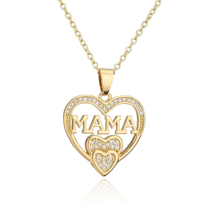 Mama Letter Name Necklace Love Heart Cubic Zirconia Choker