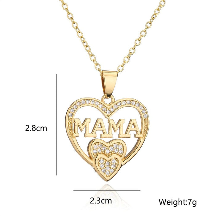 Mama Letter Name Necklace Love Heart Cubic Zirconia Choker