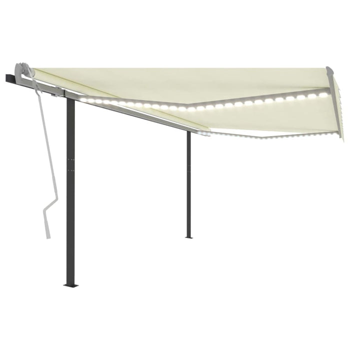 Manual Retractable Awning With Led 4x3 m Cream Tbiboax