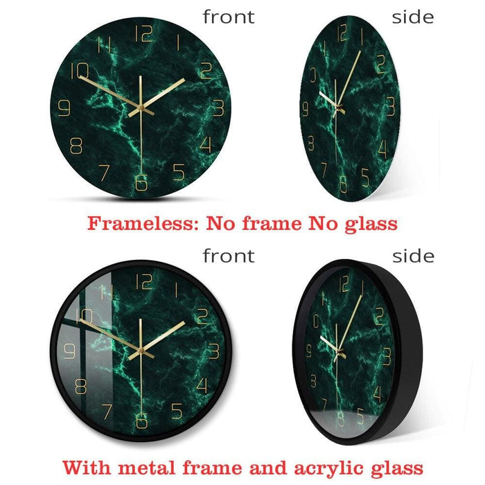 Marble Pattern Green Nordic Wall Clock Living Room