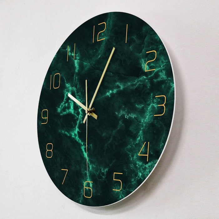 Marble Pattern Green Nordic Wall Clock Living Room