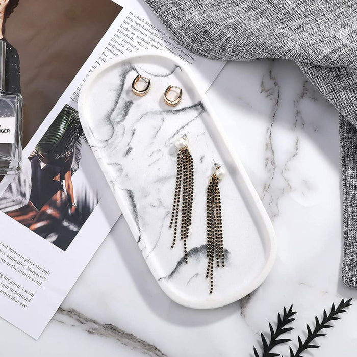 Marble Pattern Oval Shape Storage Tray