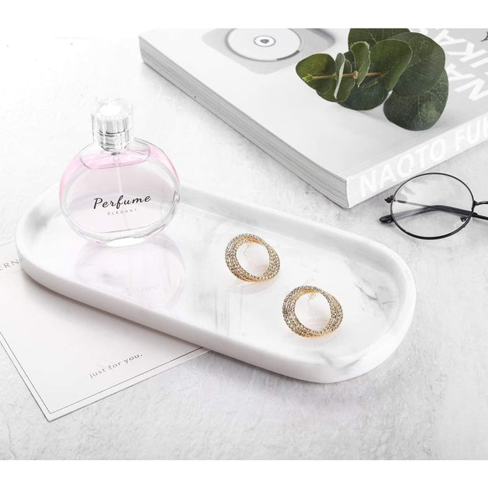 Marble Pattern Oval Shape Storage Tray