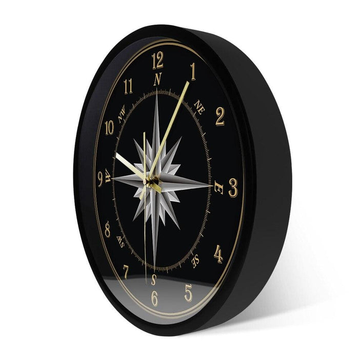 Mariner’s Compass Wall Clock Rose Nautical Home Decor