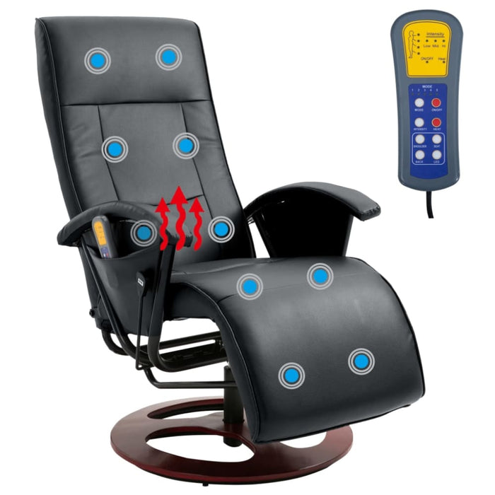 Massage Chair Black Faux Leather Lbtoo