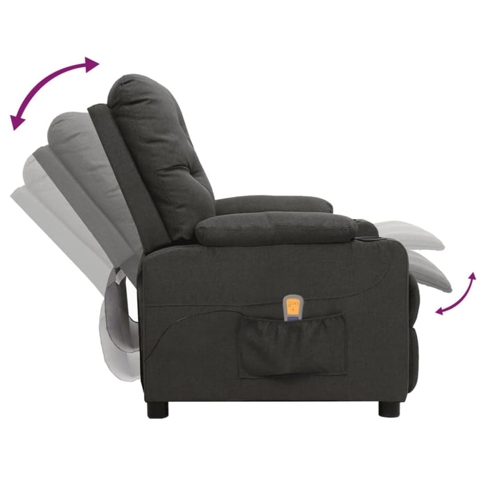 Massage Reclining Chair Dark Grey Fabric Ttkoot