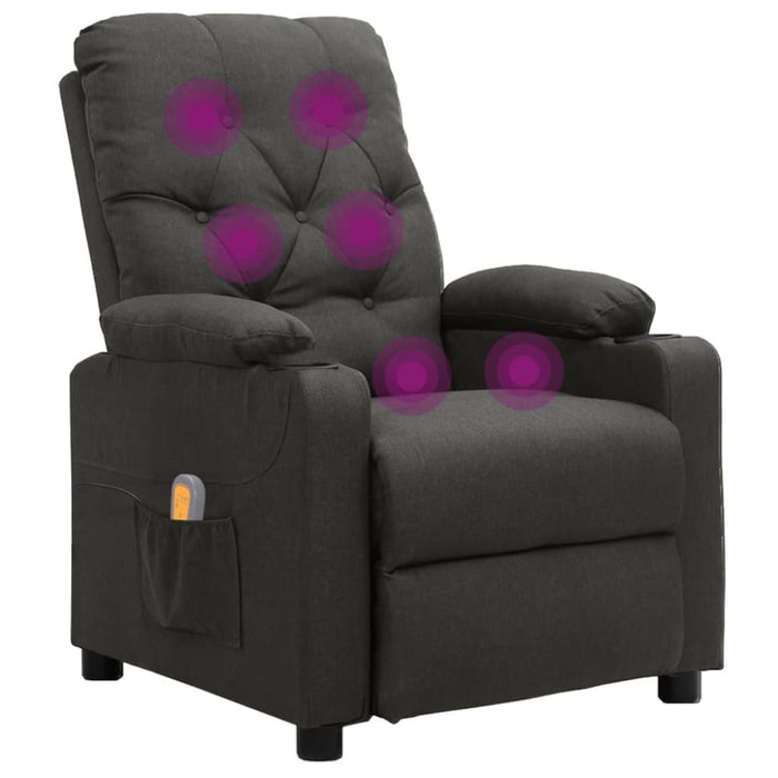 Massage Reclining Chair Dark Grey Fabric Ttkoot