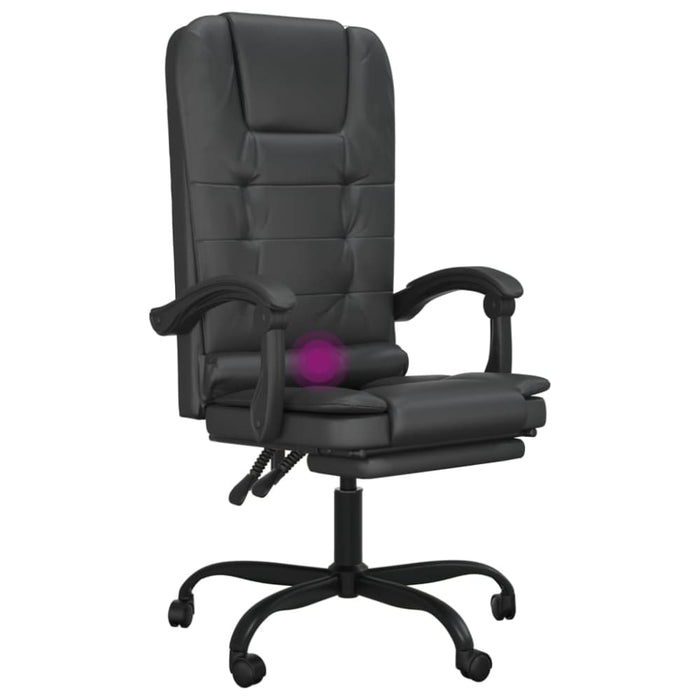 Massage Reclining Office Chair Black Faux Leather Taklli