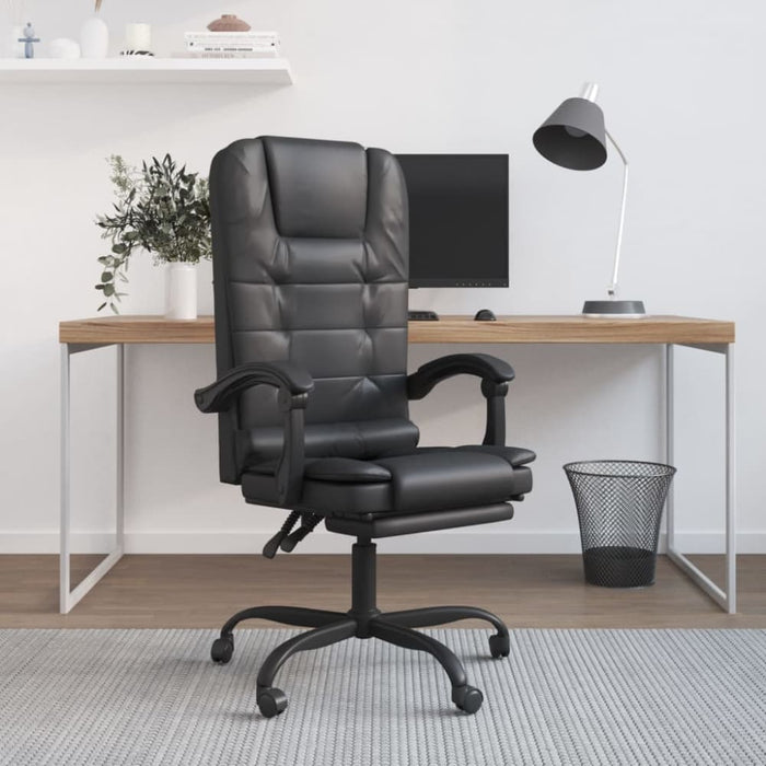 Massage Reclining Office Chair Black Faux Leather Taklli