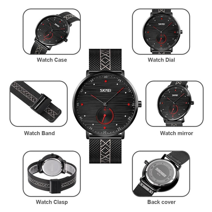 Men’s Steel Mesh Band Luxury Business Quartz Waterproof