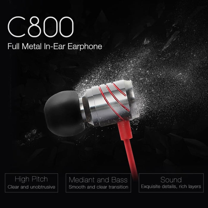 Metal 3.5mm Stereo Bass In-ear Wired Earpiece with Mic