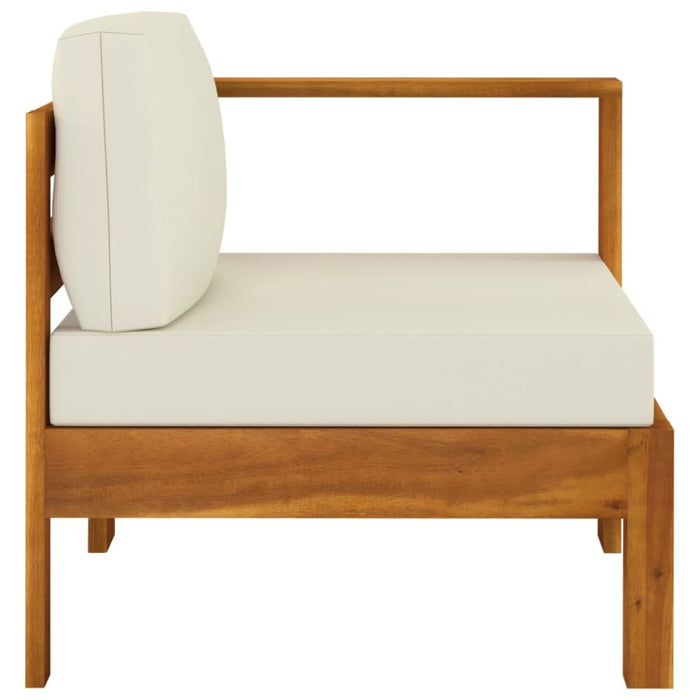 Middle Sofa with 1 Armrest Cream White Solid Acacia Wood