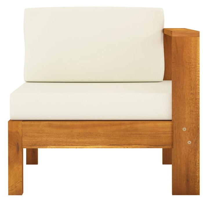 Middle Sofa with 1 Armrest Cream White Solid Acacia Wood