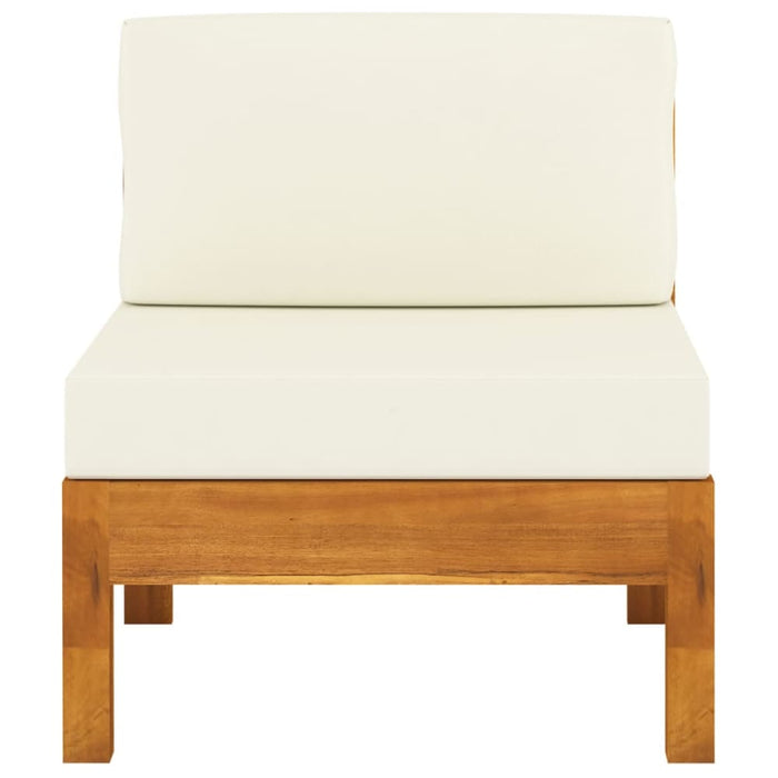 Middle Sofa with Cream White Cushions Solid Acacia Wood