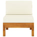 Middle Sofa with Cream White Cushions Solid Acacia Wood