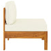 Middle Sofa with Cream White Cushions Solid Acacia Wood