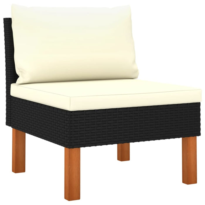 Middle Sofa Poly Rattan and Solid Eucalyptus Wood Topilx