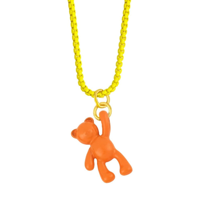 Mini Bear Drop Necklace Cute Neon Enamel Copper Pendant