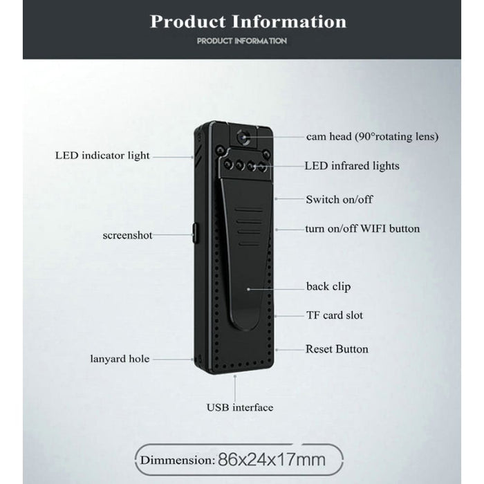 Mini A12 Digital Wifi Night Vision Motion Detection 1080p