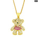 Mini Love Heart Bear Necklace Gold Colour Copper Inlay