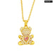 Mini Love Heart Bear Necklace Gold Colour Copper Inlay
