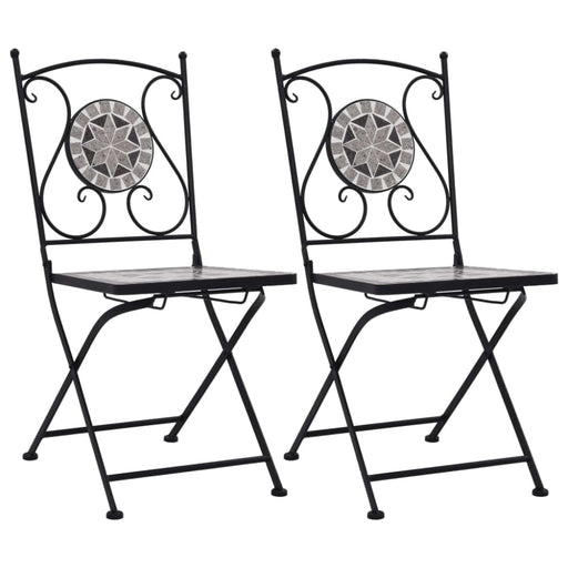 Mosaic Bistro Chairs 2 Pcs Grey Aliol