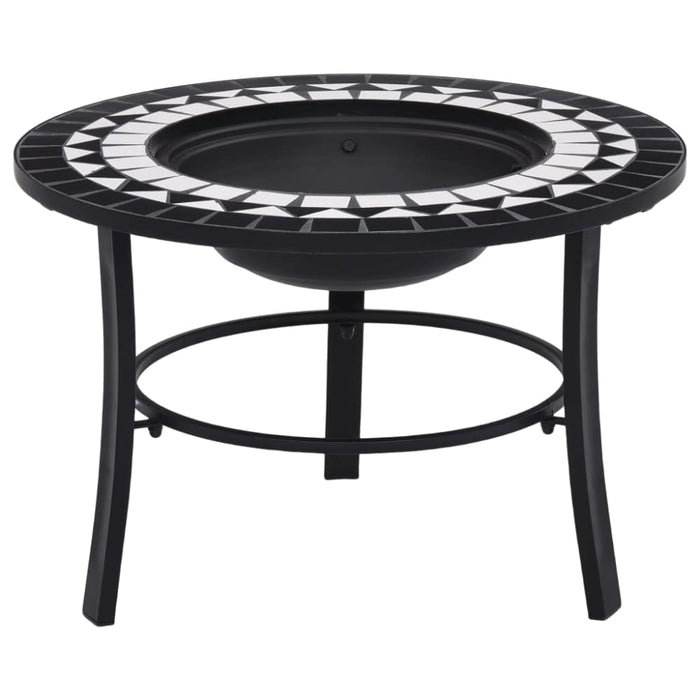 Mosaic Fire Pit Black and White Ceramic Alixo