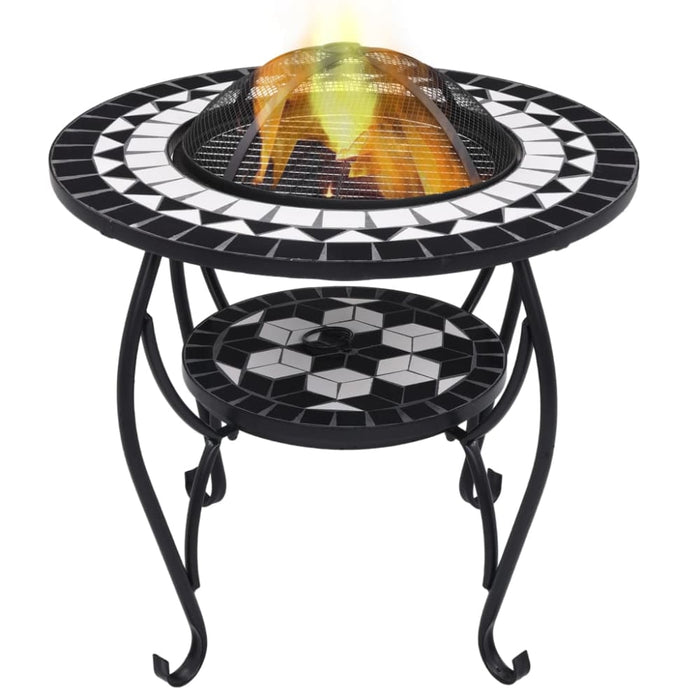 Mosaic Fire Pit Table Black and Whiteceramic Alixp