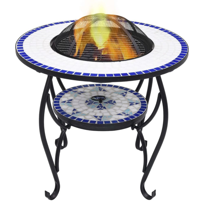 Mosaic Fire Pit Table Blue and Whiteceramic Alixa