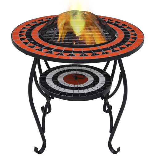 Mosaic Fire Pit Table Terracotta And Whiteceramic Alixl