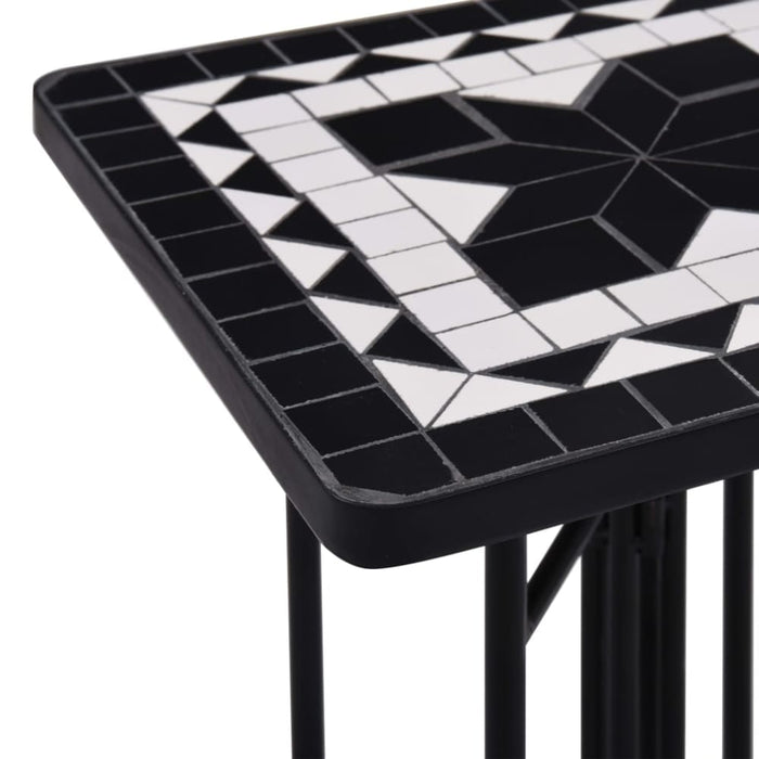 Mosaic Side Table Black and White Ceramic Alioo