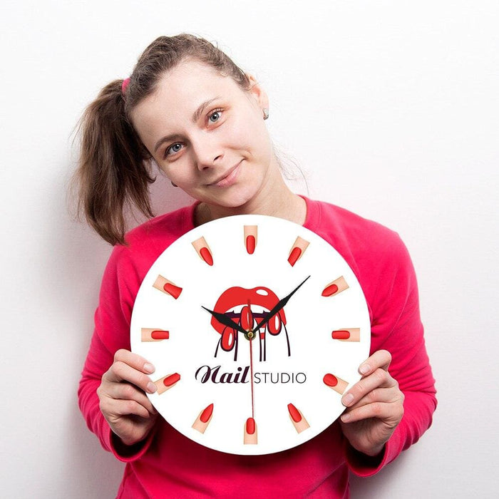 Nail Salon Studio Manicure Types Printed Wall Clock Beauty