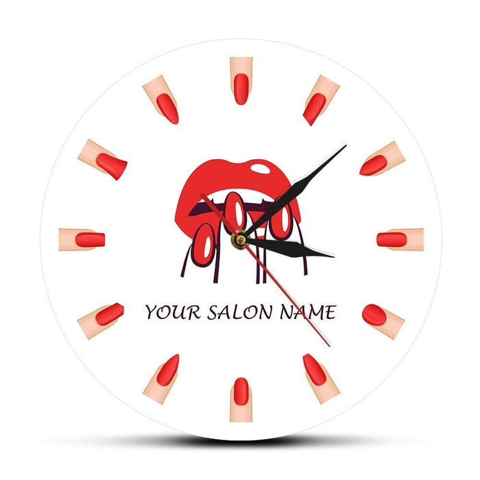 Nail Salon Studio Manicure Types Printed Wall Clock Beauty