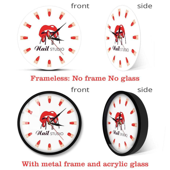 Nail Salon Studio Manicure Types Printed Wall Clock Beauty