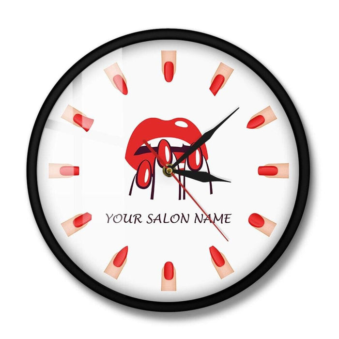 Nail Salon Studio Manicure Types Printed Wall Clock Beauty