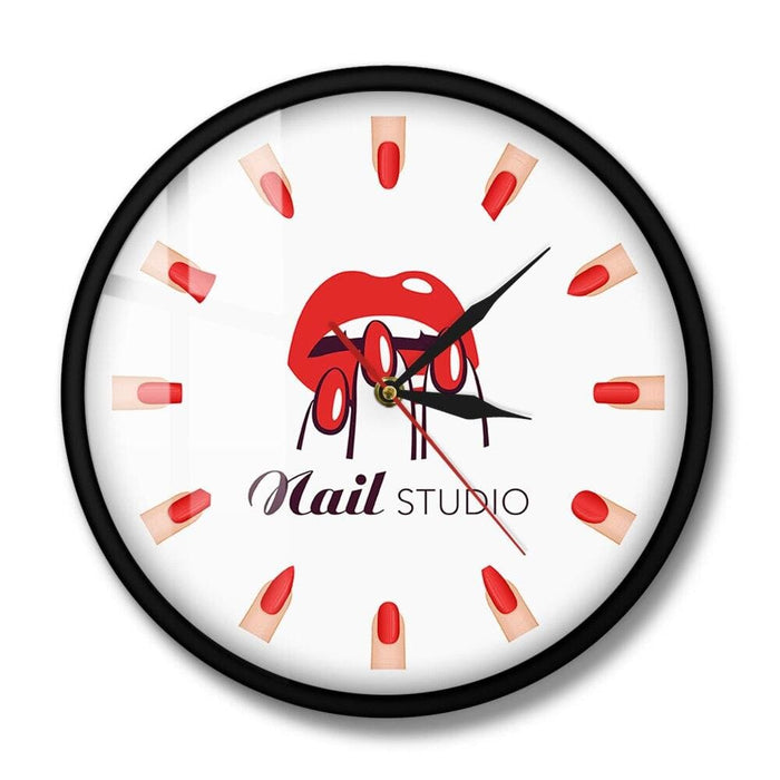 Nail Salon Studio Manicure Types Printed Wall Clock Beauty