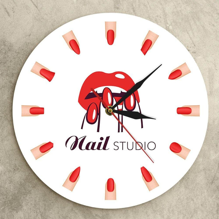 Nail Salon Studio Manicure Types Printed Wall Clock Beauty