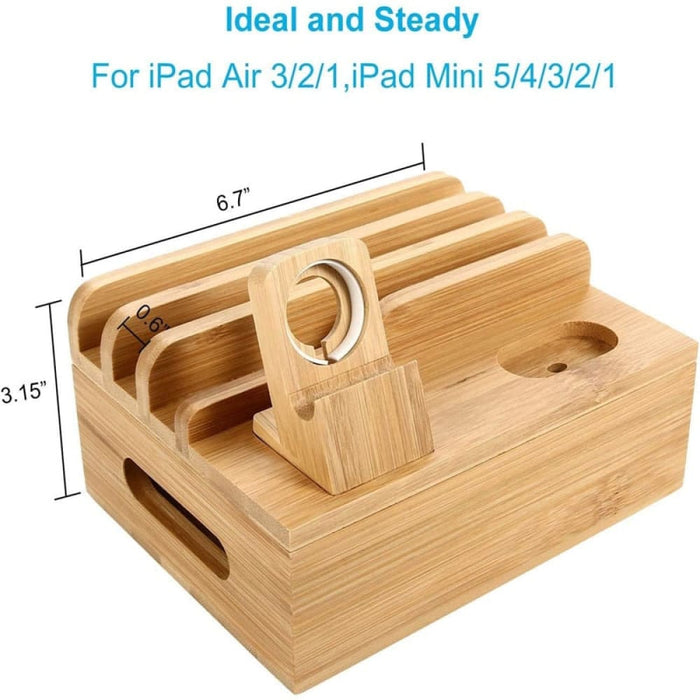 Natural Bamboo Charging Docking Stations and Organizer