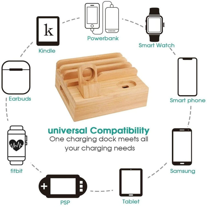 Natural Bamboo Charging Docking Stations and Organizer