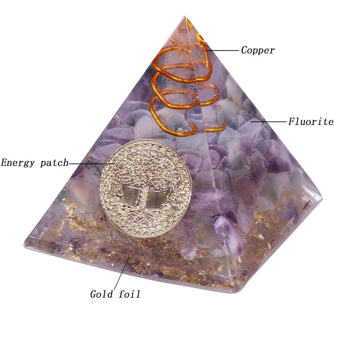 Natural Fluorite Orgonite Pyramid Energy Converter Helps