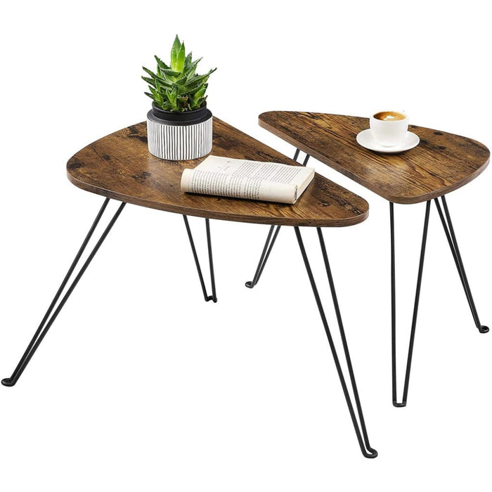 Nesting Table Triangle Rustic Brown And Black Lnt012b01