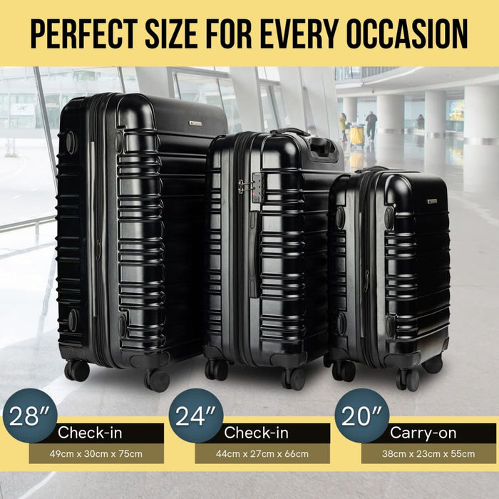 3pc Noctis Luggage Set Hard Shell Abs + pc - Stygian Black