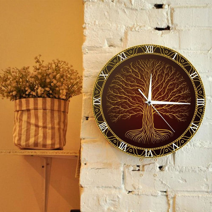 Nordic Sacred Symbol Druidic Yggdrasil Tree Wall Clock