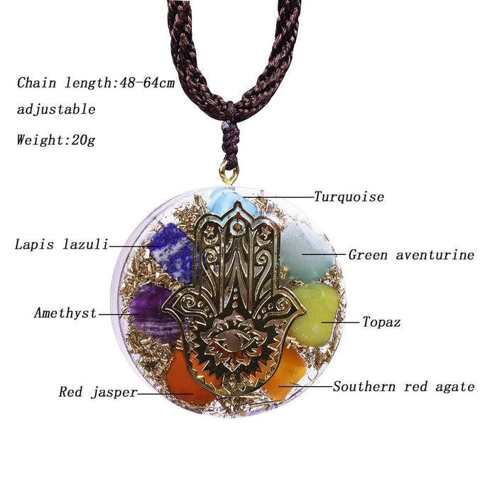 Orgonite Pendant 7 Chakra Necklace Reiki Energy Hand