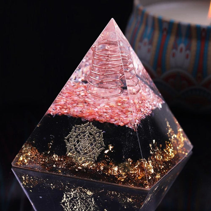 Orgonite Pyramid with Obsidian Stone Energy Healing Chakra